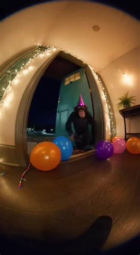 Watch this party-loving chimp jump and flip through the door in a hilarious #MischiefMaker #PartyAnimal #ChimpAntics #LateNightFun #ViralMoments