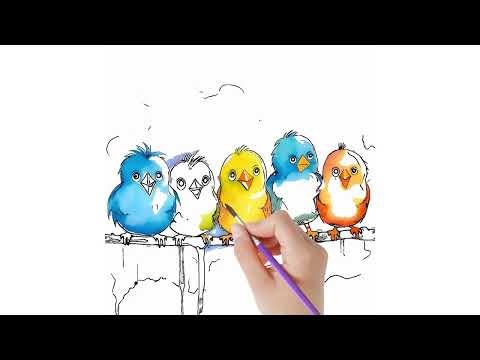 how to draw bird sitting on the tree #drawsocute