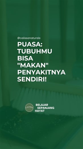 Calissa Naturals | Hidup Sehat Alami on Instagram: "👉 Follow untuk info kesehatan holistik berbasis sains. Konsep autofagi adalah membuat tubuh lapar, seperti pada kondisi PUASA atau Intermittent Fasting. Ketika tubuh lapar maka sel-sel tubuh pun ikut lapar. Sel yang lapar akan memakan sel-sel dirinya yang sudah tidak berguna/sel-sel yang sudah rusak/mati agar tidak menjadi sampah di dalam tubuh. Ilmuwan Jepang Yoshinori Ohsumi membuktikan bahwa ketika kita lapar (PUASA) dalam jangka waktu tida