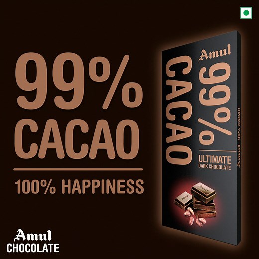 Explore The Darkest Side Of Your Chocolate Cravings With Amul 99% Cocoa. | Amul