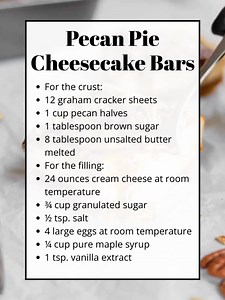 84K views · 747 reactions | Pecan Cheesecake Bars 不 These rich cheesecake bars are easy to make with simple ingredients and a buttery pecan graham crust. Creamy maple filling and gooey pecan topping make them perfect for family gatherings or make ahead desserts. Ingredients: 12 graham cracker sheets 1 cup pecan halves 24 ounces cream cheese 1 ½ cups chopped pecans 3 tablespoon heavy cream Recipe in the Coʍʍеոτ  | Recipes by banana | Facebook