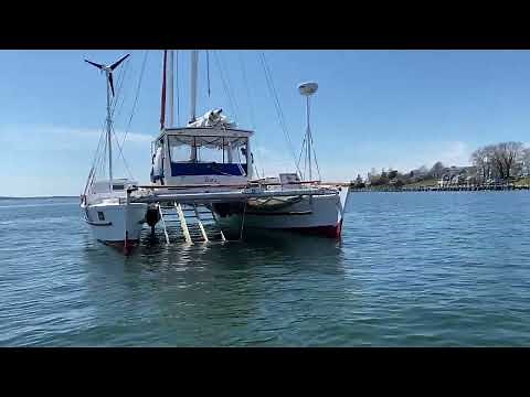 Wharram 38 Tiki Catamaran For Sale - "S/V Iko Iko" on the ball
