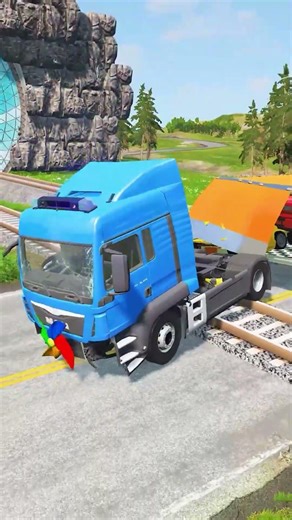 Double Flatbed Trailer Truck vs Speed bumps | Train vs Cars | Tractor vs Train | BeamNG Drive #30