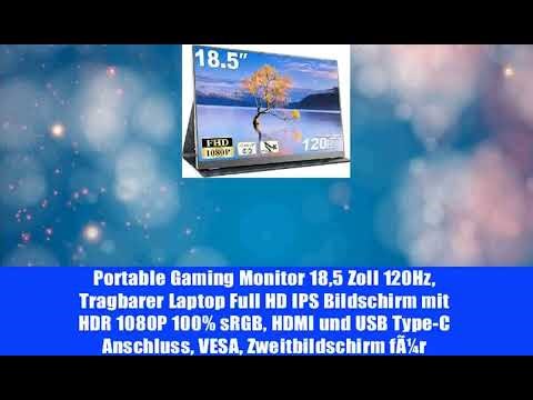 Portable Gaming Monitor 18,5 Zoll 120Hz, Tragbarer Laptop Full HD IPS Bildschirm mit HDR 1080P