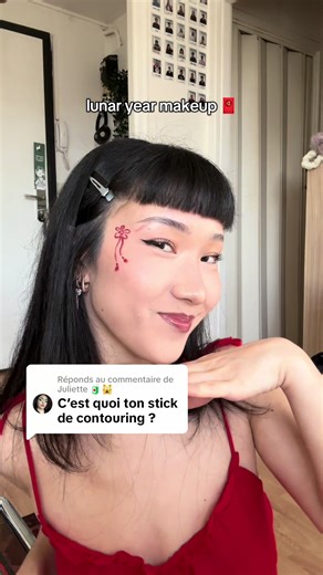 Réponse à @Juliette 🧃🙀 lunar year makeup 🧧 using @got2b glued @Erborian super bb nude & super bb concealer ivory* @milkmakeup sculpt stick stoked & lip&cheek werk* @NYX COSMETICS FRANCE can’t stop won’t stop light & epic ink liner & epic wear red @Maybelline France cils sensational @ILIA Beauty lip sketch untitled @Fenty Beauty gloss bomb riri *produits offerts