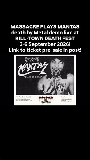 BEYOND THE MASSACRE PODCAST on Instagram: "The presale is live!!! https://billet.to/1785902-kill-town-death-fest-xi The first band we are announcing for the Kill-Town Death Fest XI line-up is as legendary as it gets! We have opened up a portal to the past that will take us all the way back to where it all began way back in 1984! Back to a time where death metal hadn’t been invented yet but a group of young Floridians were about to change that when they put out their first demo recordings that wo