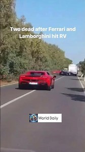 Ferrari and Lamborghini hit an RV #carcrash #dashcam #roadrage #ferrari #lamborghini