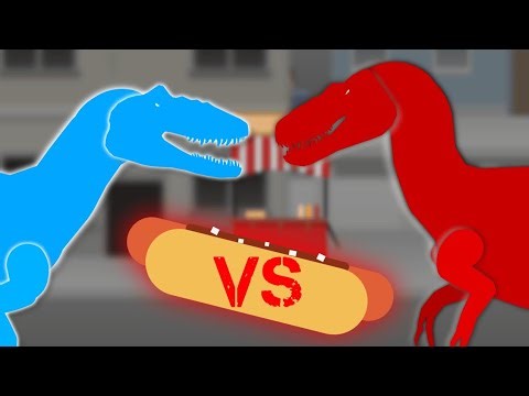 Two Nanotyrannus species fight over chilidog in a town called Absurdia | Stick Nodes animation