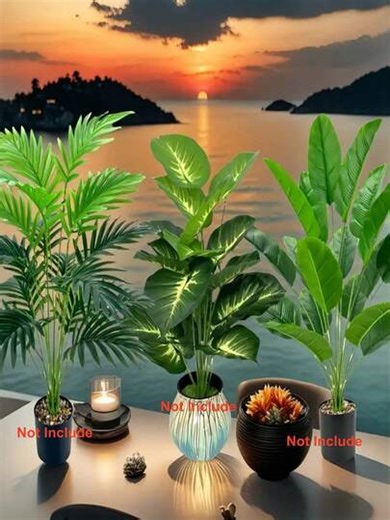 3pcs Artificial Potted Palm Trees, Plastic Planter, Indoor/Outdoor Decor, Floor Standing, Garden Decoration, Suitable For Spring, Thanksgiving, Various Room Types, Planter Not Included | SHEIN