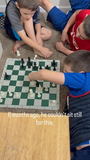 $40 for a chess board. Seeing my boys teach their autistic brother how to play? Priceless. #AutismAwareness #AutismAcceptance #GodIsGood #autismmom | Alisha Hale