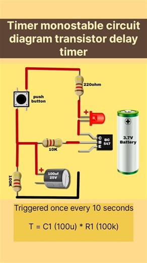 How to Make Transistor Delay Timer | Monostable Timer Circuit Diagram" |#shortsfeed #shorts #circuit
