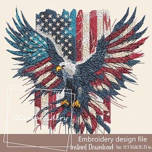 Patriotic 4th of July Eagle Embroidery Design for Machine Embroidery With American Flag, Independence Day US Eagle Gift Patriotic Embroidery - Etsy