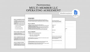 Multi-member LLC Operating Agreement Template: Customizable Legal Contract (PDF) - Etsy