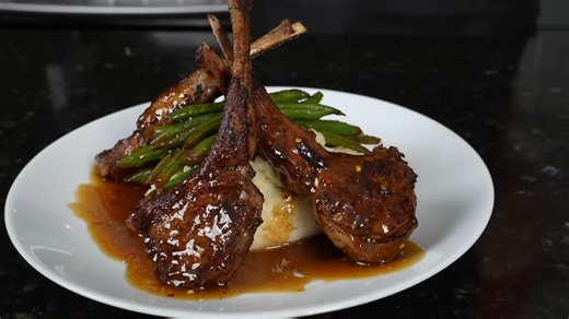 Quick Valentine’s dinner - glazed lamb chops