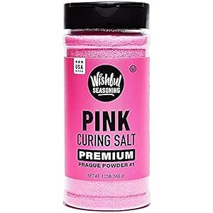 Wishful Curing Salt #1 [1.25 lbs jar] Pink Curing Salt, Prague Powder 1, 6.25% Sodium Nitrite "Insta Cure" for Game, Bacon, Sausage, Ham, Jerky Cure, Corned Beef, Quick, Made in USA