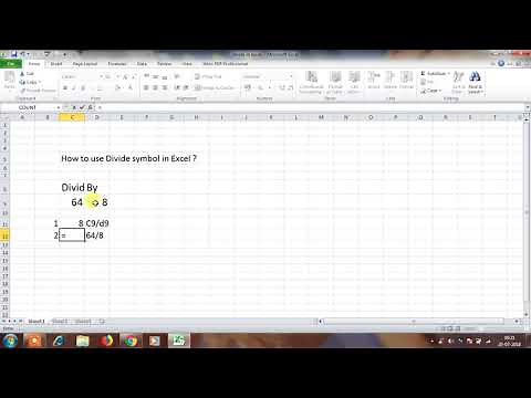 How to use divide Symbol in Excel
