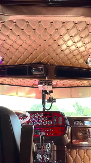 Peterbilt 379 Wrapped In Custom Brown Leather ✨ #semitruck #18wheeler #peterbilt #bigrig