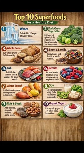Top 10 Superfoods for a Healthy Diet 🥗✨ #nutrition #food #healthydiet #superfoods