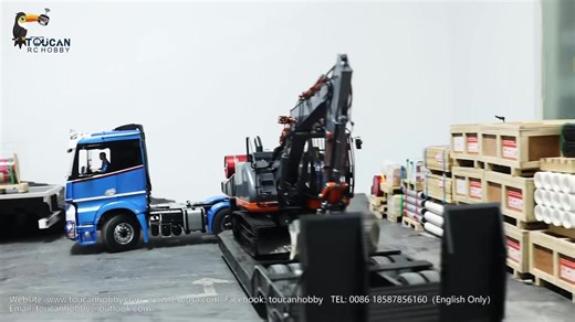 DIY 6*6 tractor truck with the trailer loads the 135US rc excavator. #RCmodel #MetalHydraulic #Hydraulic #truck #trailer #rcexcavator | Toucanhobby