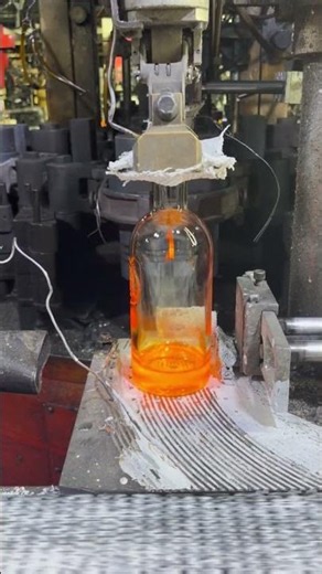 Mesmerizing Hot Glass Taking Shape#GlassMaking#IndustrialAesthetics #GlassBottleProduction