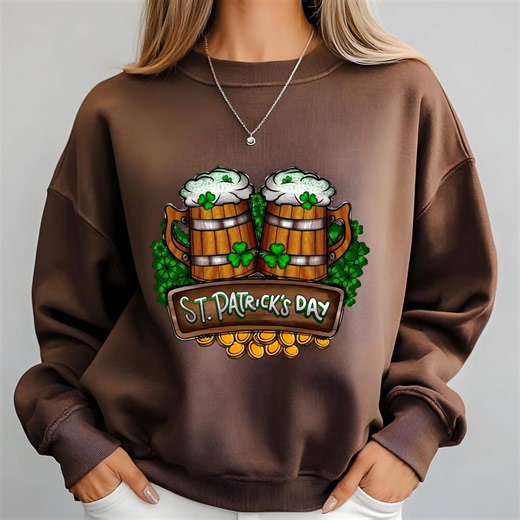 St. Patrick’s Day Shirt, Retro Beer Mug Sweatshirt, St Pattys Day Shirt, Lucky Shamrock Tee, Cheers to Saint Patricks Day - Etsy