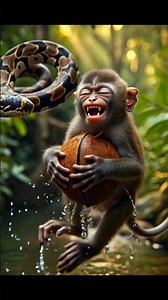 Baby Monkey vs Giant Snake 😱 | Unexpected Jungle Moment | #Shorts