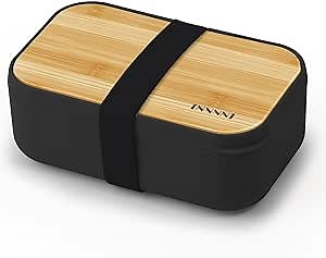 Bento Box Lunch Box Containers for Adults - Natural Bamboo Lid, Cutlery & Chopsticks, Lunch Box for Women, Microwave Safe, Dishwasher Safe, Bpa Free, Leakproof, Men
