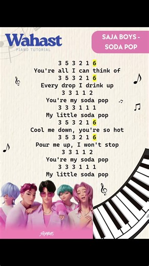 Saja Boys - Soda Pop Not Angka Piano Tutorial #kpop #sajaboys #fyp #piano