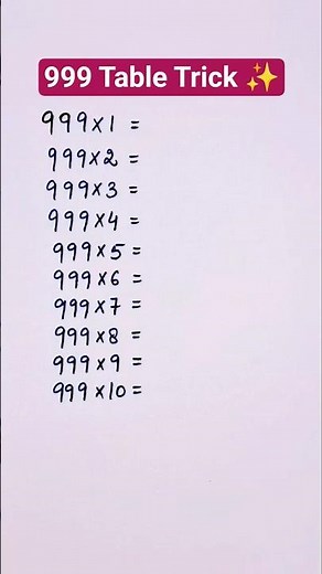 999 table trick🔥#shorts #tabletrick #fastcalculation #learntables #tableof9 #vedicmaths #mathstricks