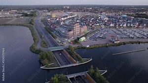 Aquaduct in The Netherlands, Harderwijk. Small town next to water.