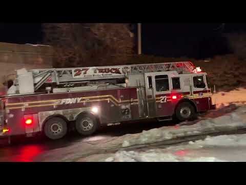 FDNY LADDER 27 RESPONDING ON THE CROSS BRONX EXPRESSWAY IN CLAREMONT AREA OF THE BRONX, NEW YORK.