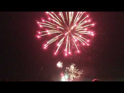 4th of July Fireworks as Lightning from Thunderstorm Approaches (St. Louis Park, MN, 2017)