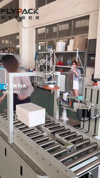 Foam box sealing machine,10-15boxes/min#Cartons #automachine #seafood #fruit #automaticequipment