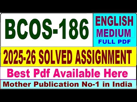BCOS 186 solved assignment 2025-26 || bcos 186 solved assignment 2026 in English || ignou bcos186