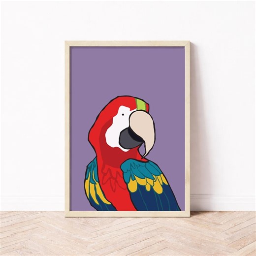 Parrot Art Print, Tropical Bird Illustration, Kids Room Decor - Etsy