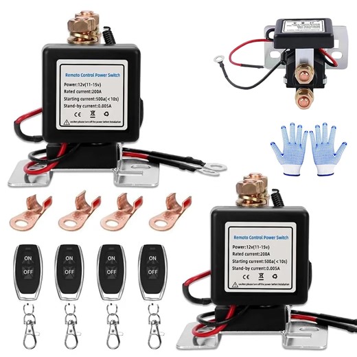Wireless Remote Control Battery Relay Switch Car Starter, Remote Battery Disconnect Switch, Remote Start & Warm-Up/Cool-Down, Anti-Theft & Easy Install for 12v/24v Cars, Rvs