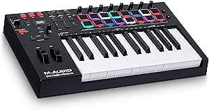 M-AUDIO Oxygen Pro 25 Key USB MIDI Keyboard Controller With Beat Pads, MIDI-assignable Knobs and Buttons, and Native Instruments Sound Package (NKS Integration)