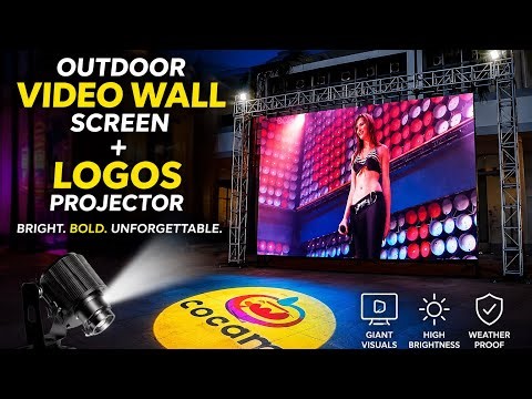 Outdoor LED Video Wall Screen + Logo Projector Setup