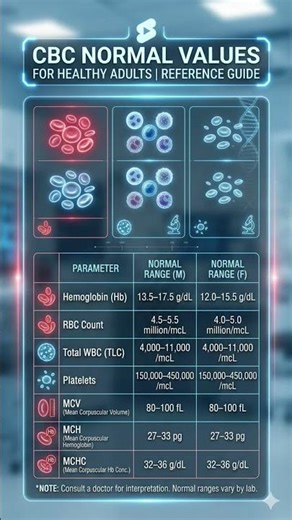 CBC values for normal adult