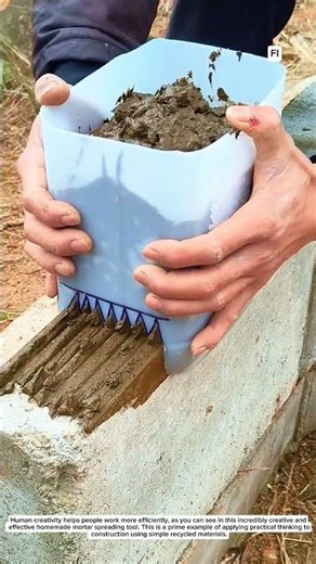 Homemade tools for spreading mortar are very creative and effective