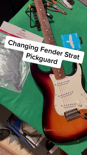 Changing the pickguard on my strat! Feels like getting a brand new guitar! #fenderstrat #pickguard #fenderguitars #diy #guitartok🎸