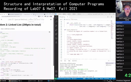 南京大学计算机系2021级《计算机程序的构造和解释》Lab07&Hw07编程录像