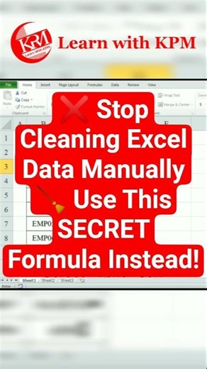 ❌ Stop Cleaning Excel Data Manually 🧹 Use This SECRET Formula Instead! #shorts #excel