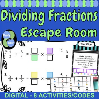 Dividing Fractions & Mixed Numbers Digital 6th Grade Math Escape Room Activity