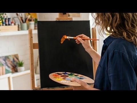 You Won’t Expect This Winter Sunset from a Black Canvas 🌲🌅 Acrylic Painting tutorial for beginners