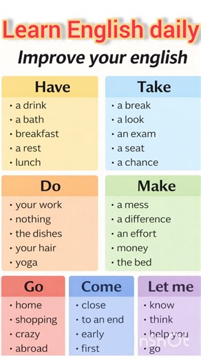 Improve Your English Fast | Common Verb Collocations (Have, Do, Make, Take)
