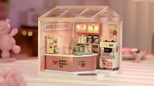 🔥Rolife Super Creator Double Joy Bubble Tea Plastic DIY Miniature House Kit This is a sweet bubble tea store with different kinds of healthy and refreshing drinks that are sure to bring satisfaction to those of you passing by! | Rolife