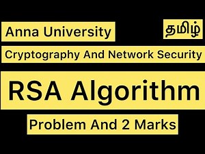 RSA Algorithm | Cryptography And Network Security | Tamil