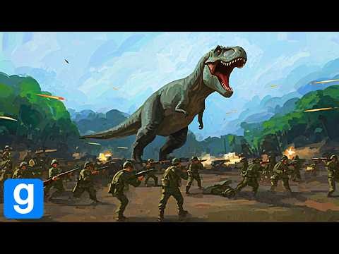 30 U.S SOLDIERS DEFEND THEIR POSITION AGAINST MASSIVE DINOSAUR ATTACK (Garry's Mod) #dinosaur #gmod