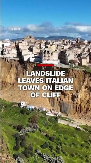 Landslide leaves Italian town on edge of cliff